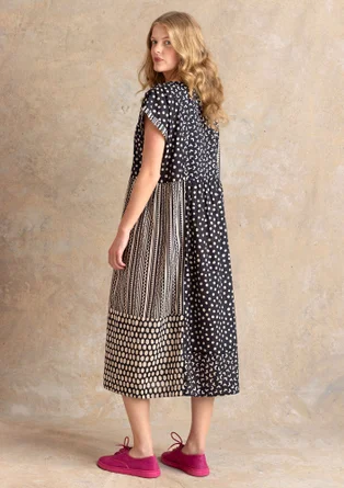 Vävd klänning "Sally" i ekologisk bomull - svart