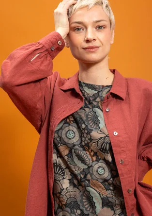 Vävd skjorta "Camille" i ekologisk bomull/lin - gnejs