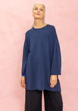 Stickad tunika i återvunnen bomull - mörk indigo