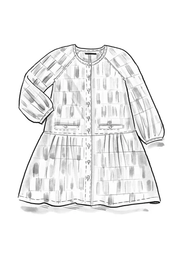 Vävd artistblus "Rut" i viskos/lin - bläck/mönstrad