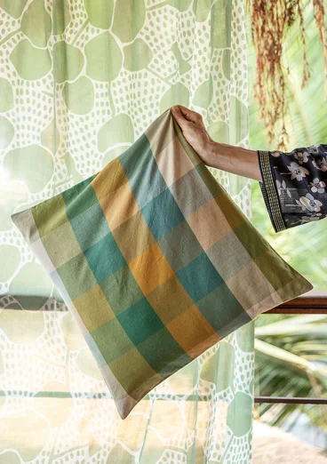 Kuddfodral "Andes" i ekologisk bomull - grönt havsglas